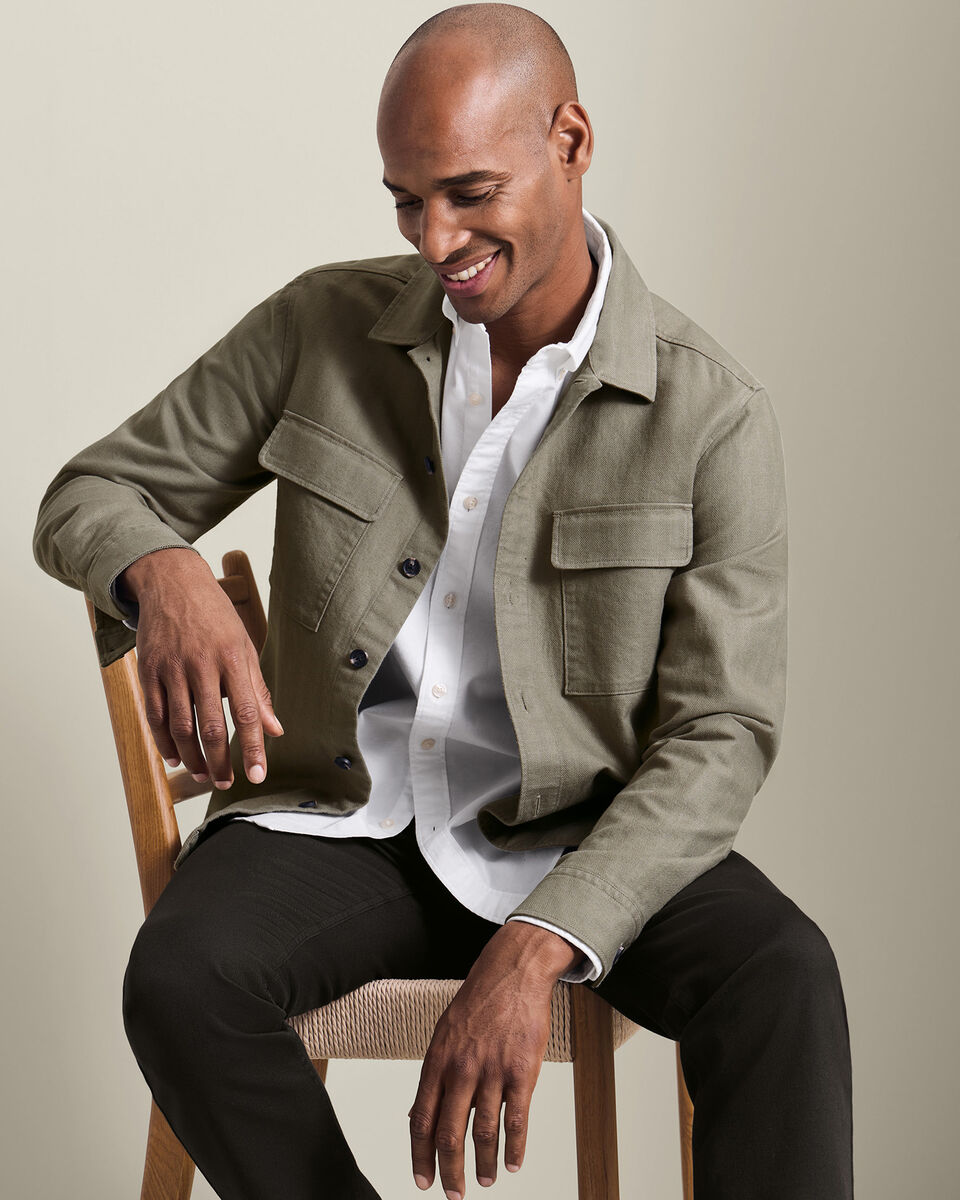 Herringbone Overshirt - Taupe