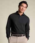 Long Sleeve Smart Pique Polo - Black