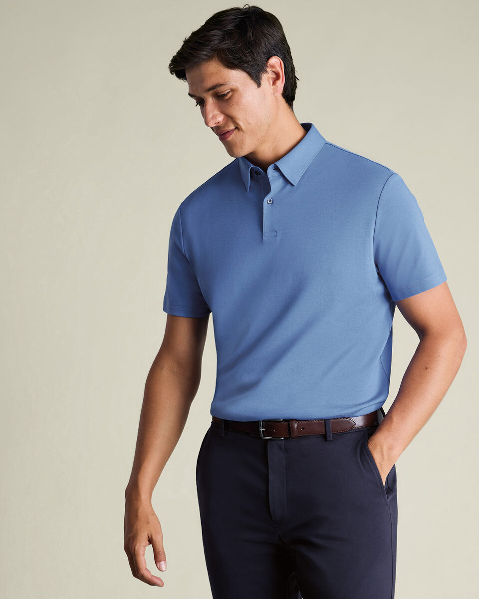 Smart Cotton Polo – Cornflower Blue
