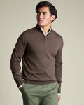 Pure Merino Quarter Zip Jumper – Mocha