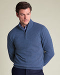 Pure Cashmere Quarter Zip Jumper - Denim Blue