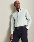 Non-Iron Stretch Pinpoint Oxford Stripe Shirt - Mid Green