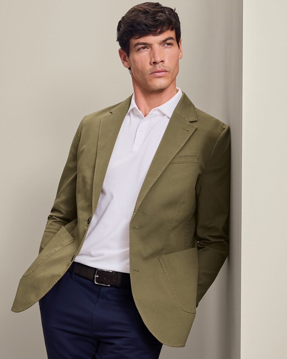 Cotton Stretch Jacket - Olive Green