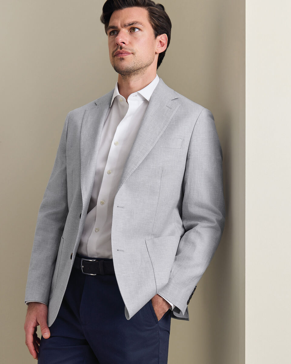 Linen Cotton Jacket - Silver Grey