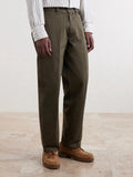 Classic Straight leg cotton trousers-olive green
